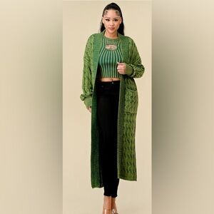 Green Mineral Wash Oversized Cardigan